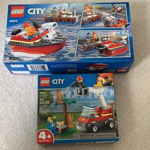 LEGO City Fire Rescue Boat and Truck Set lot 60213 & 60212 New Retired